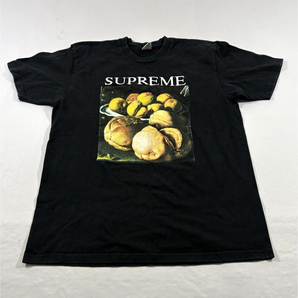 Supreme Still Life Graphic Black Tee Print T-shirt Cotton Short Sleeve Sz L USA